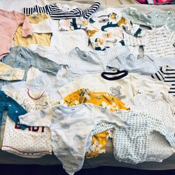 Used Bundle Baby Boy Girl Unisex Newborn 0-6 Months Onesie Long Sleeve Bodysuits 24 Pieces 