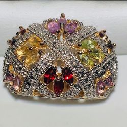 Gold Diamond & Gemstone Estate Ring 