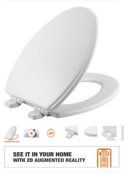 Two Elongated Closed Front Toilet Seat in White