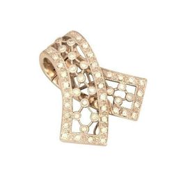 14K Elegant .50CT Diamond Ribbon Pendant Opens - filigree H SI Slider #31630