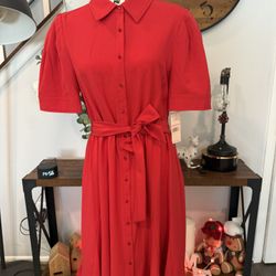Nanette Lepore Pure Red Button-Up Dress size 10