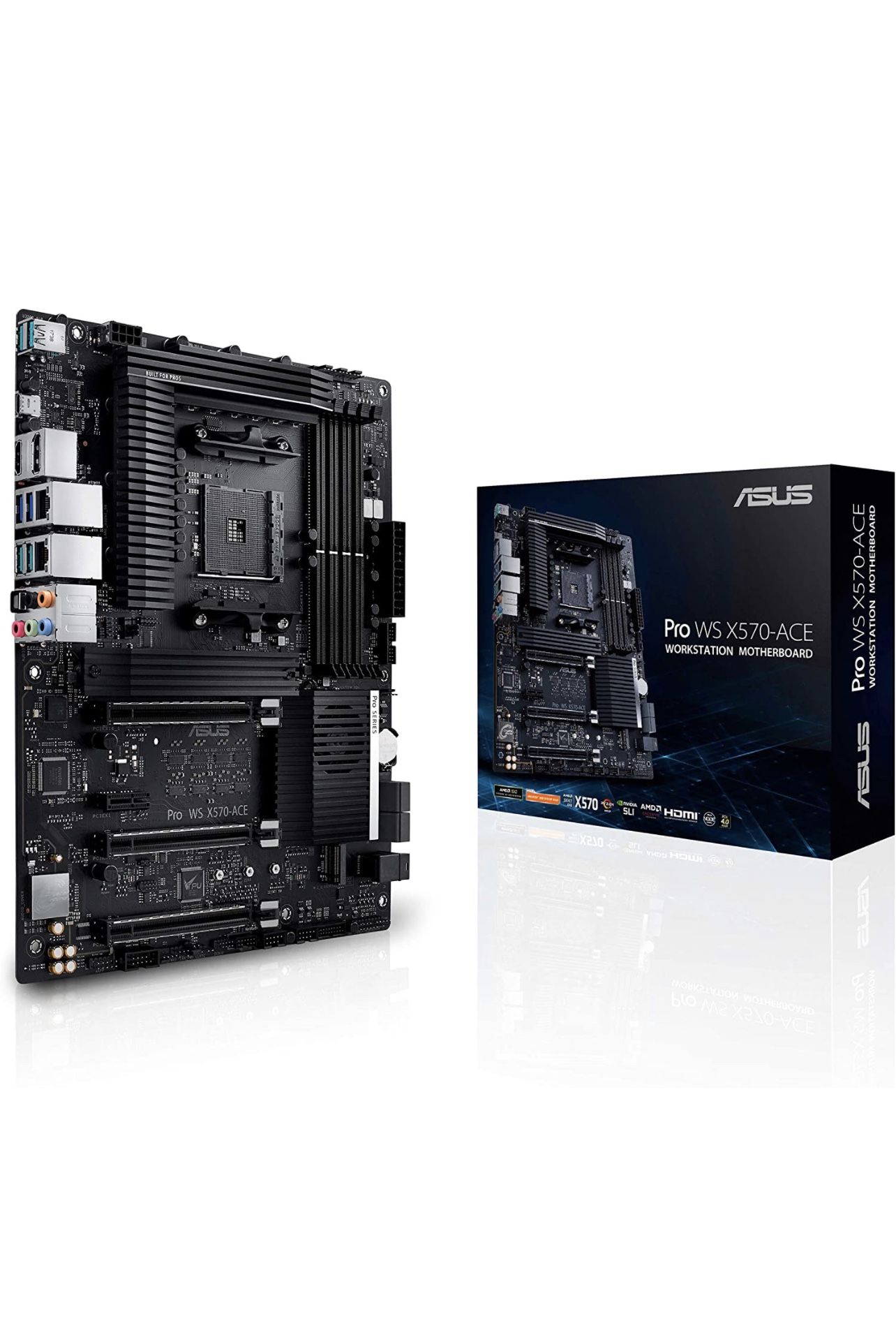 ASUS AMD AM4 Pro WS X570-Ace ATX Workstation Motherboard with 3 PCIe 4.0 X16, Dual Realtek and Intel Gigabit LAN, DDR4 ECC Memory Support, Dual M.2, U