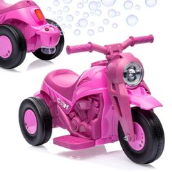 6V/15W Kids Motorcycle with Bubble Function, LED Headlights, Music, Pedal, Forward/Reserve,Battery Powered 3 Wheels Kids Ride On Bubble Motorbike,for 