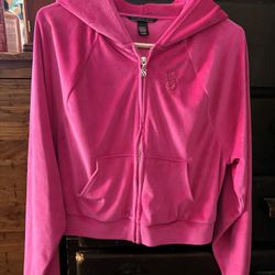 ***Victoria Secret On Point Cropped Velour Track Jacket - Electric Pink***