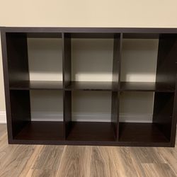 6-Cube Black Oak Organizer Shelf - Horizontal or Vertical Storage