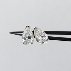 2.06cttw Pear Lab-Grown Diamond Stud Earrings — 14K White Gold — D/VVS1 — IGI Certified