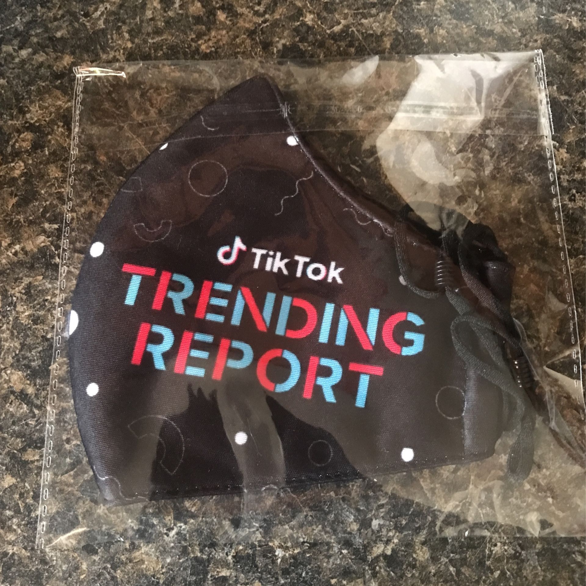 Adult Fabric Reusable Face Masks (Black) Tik Tok Design