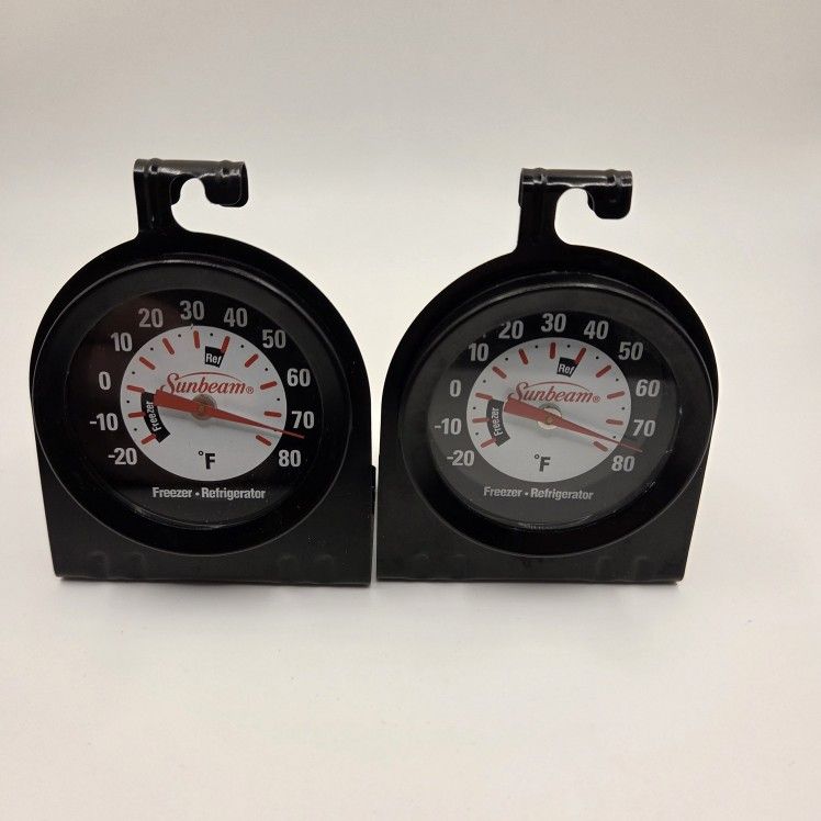 2 Pack Sunbeam freezer and refrigerator thermometer
