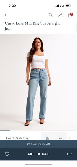 Size 14 Abercrombie Curve Love Mid Rise 90’s Straight Jeans