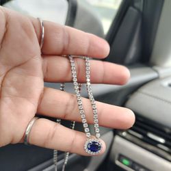 925 cubic Zirconia Real Sterling Silver Necklace Adjustable 