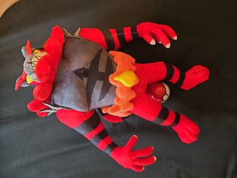 Premium Incineroar Plush Toy + Pokeball With Random Stickers 