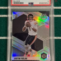 2021 Mosaic Silver Pittsburgh Steelers Justin Fields Rookie Card!!! PSA 9!!!