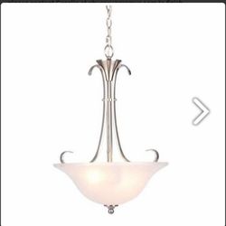 Hampton BaySanta Rita 2-Light Brushed Nickel Inverted Pendant 