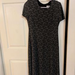 Talbot Maxi Dress In A Pretty Olive Color With A Black And  Beige Floral Print.. 