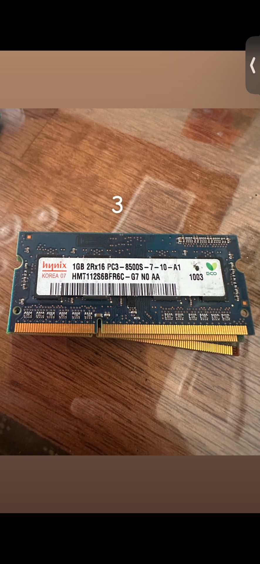 hynix KOREA 07 3 1GB 2Rx16 PC3- 8500S -7-10- A1 HM7112S6BFR6C - G7 NO AA