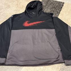 Nike Black Dri-FIT Pullover Hoodie with Red Logo -XL