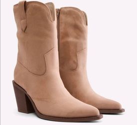 Tan Suede Western Cowboy Boots 8