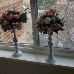 Fake Flower Floral With Stand Set Of 4