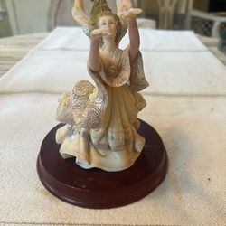 Resin Guardian Angel with Uplifted arms and Rainbow Wings