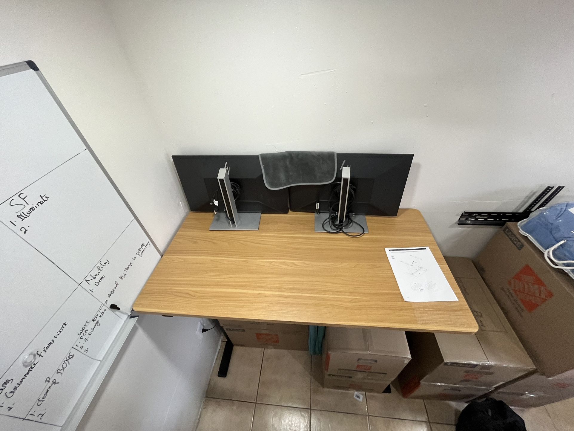 FLEXISPOT EN1 Electric Height Adjustable Desk Whole-Piece Standing Desk 55x28 for Home Office and Computer Workstation (Black Frame + 55" Maple Top)