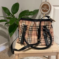 Burberry Haymarket Check Tote With Strap 