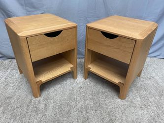 Modern Light Oak Beveled Edge Single Drawer Nightstands (Set of 2)
