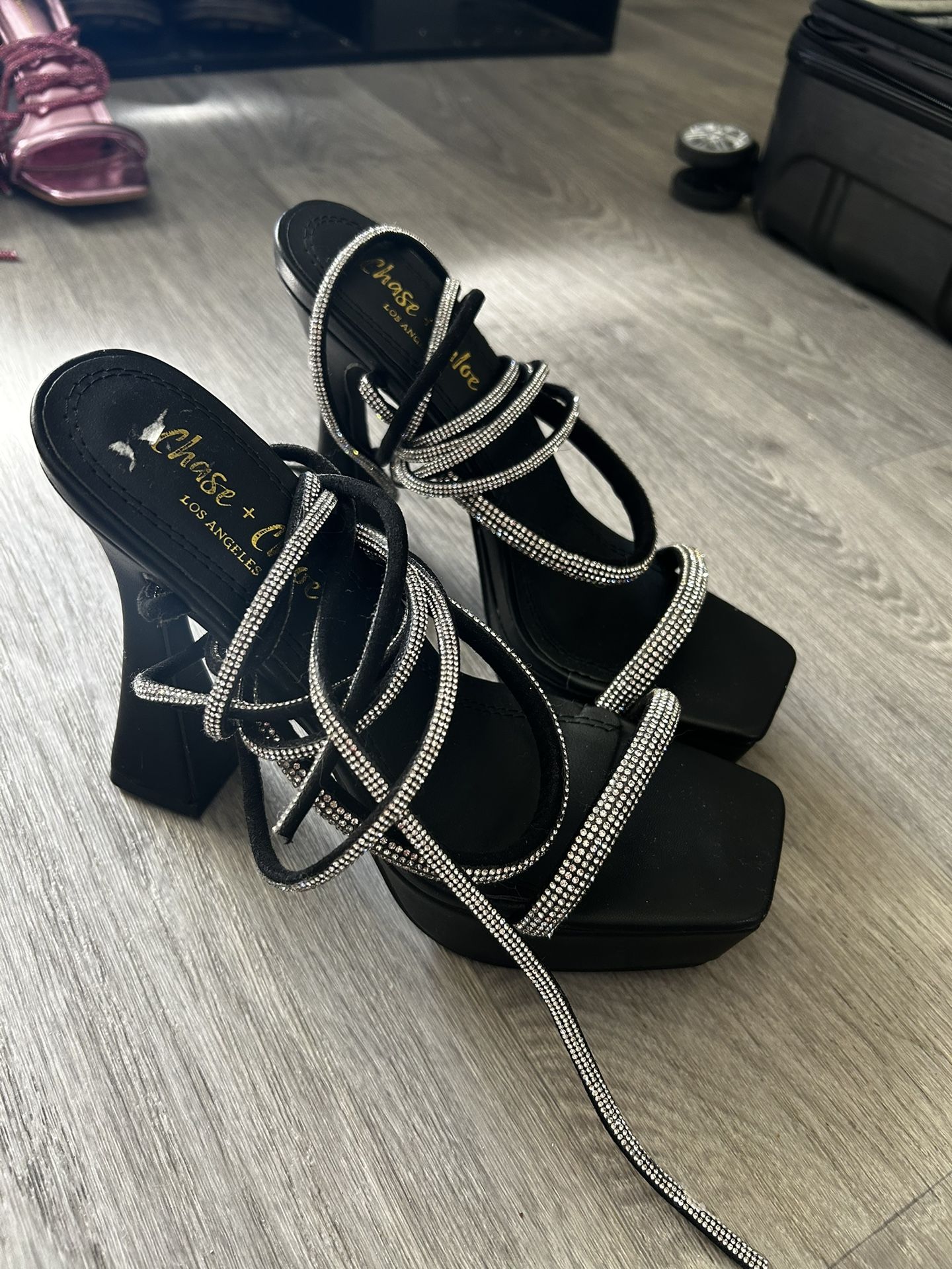 Black Strap Up Heels