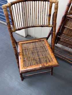 Vintage 1960s Bamboo rattan folding chairs