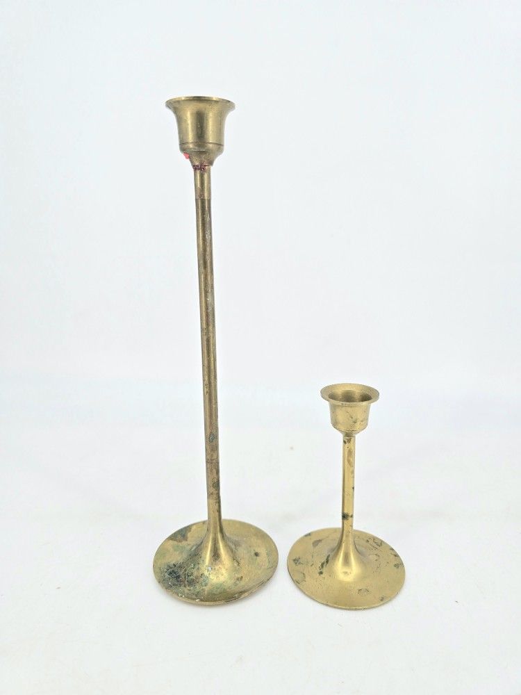 Two Vintage Brass Candlesticks - Candle Holders