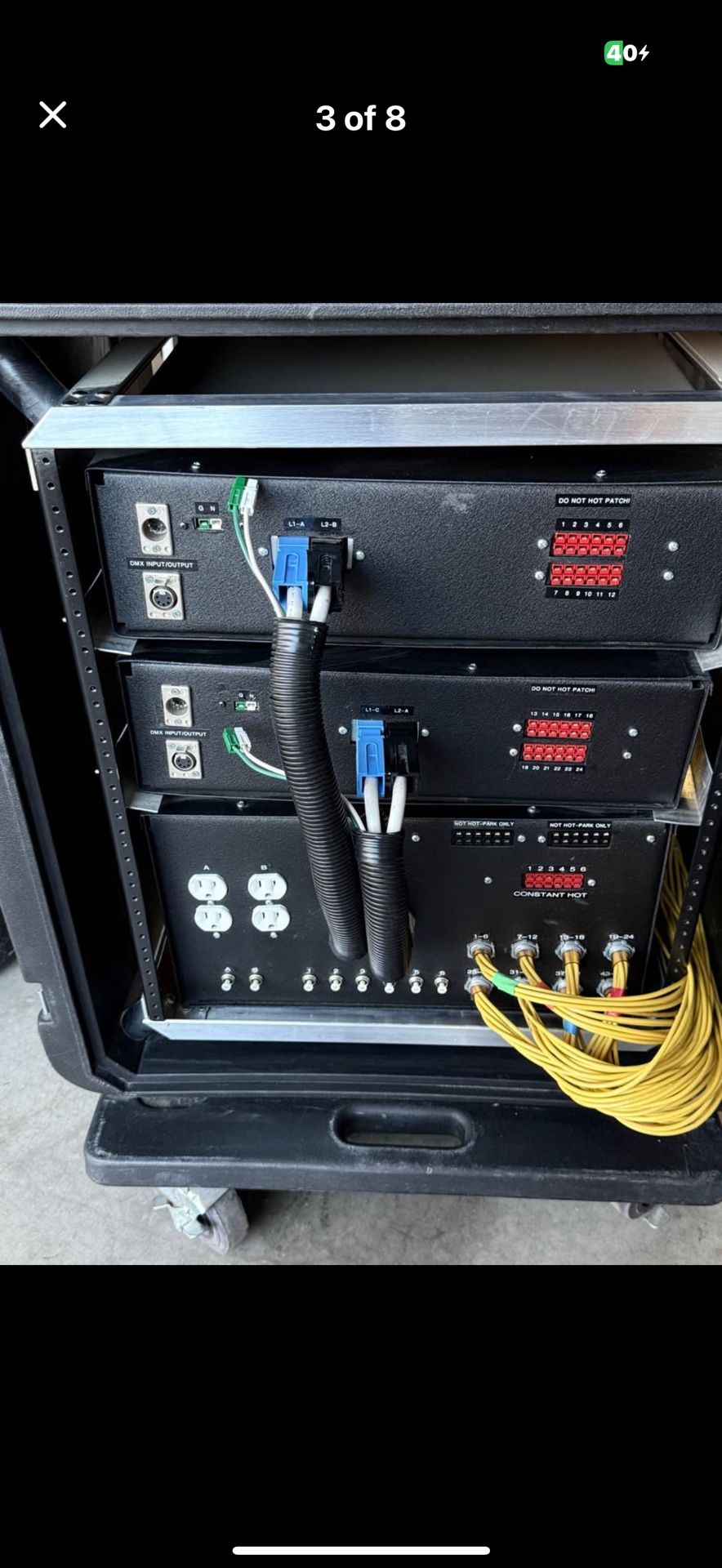 Professional Stage Lighting Power Distro & Dimmer Rack – 3 Phase with breakers and DMX control. Perfect for live events, theaters, studios, or touring