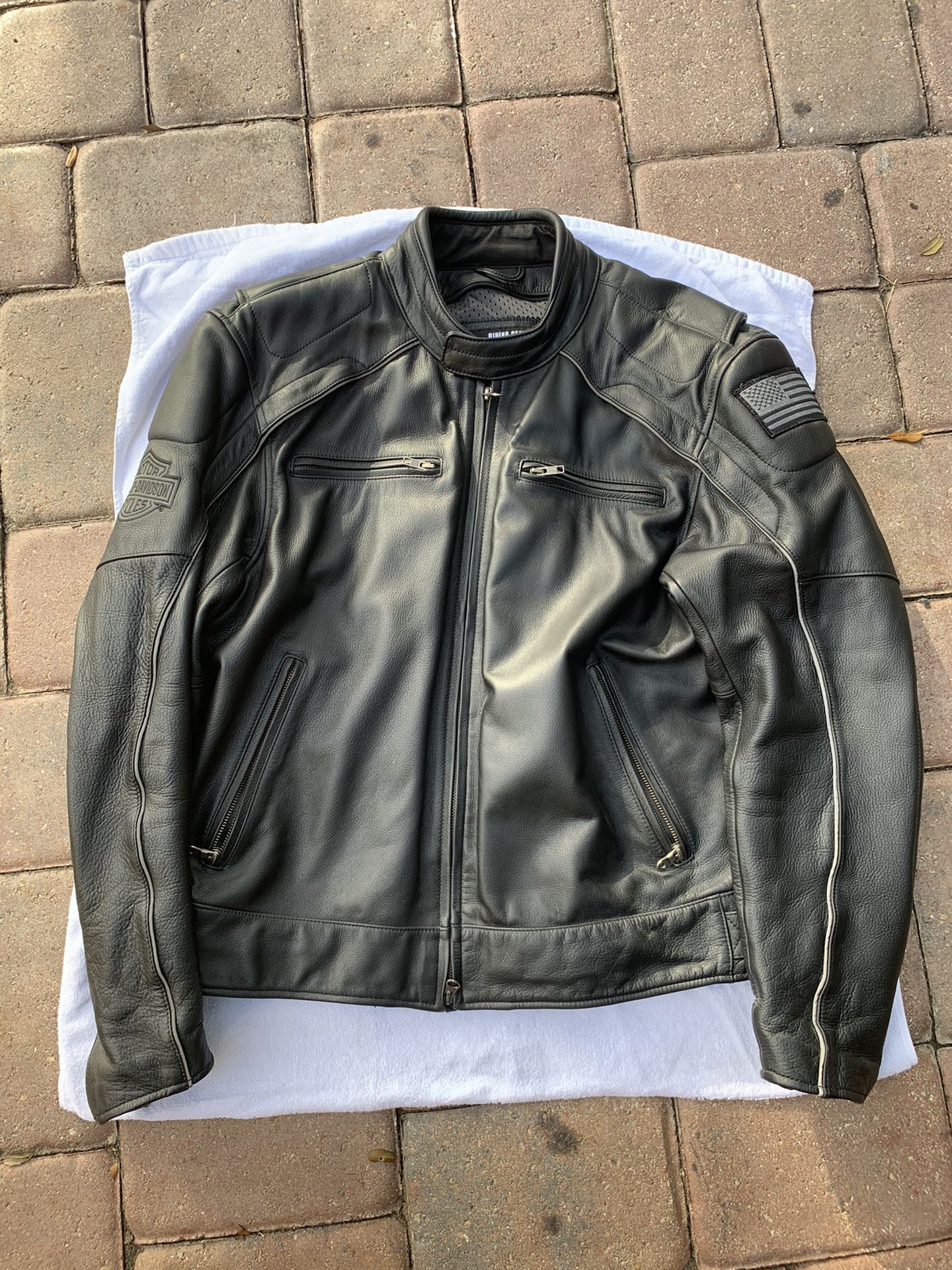 Harley “Skull” Leather Jacket, Helmet, Gloves and Caps