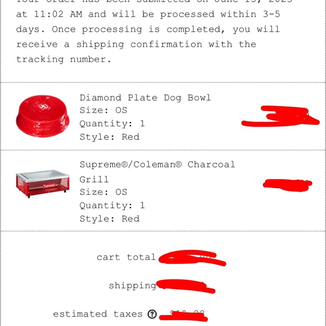 SUPREME SS23 DIAMOND PLATE DOG BOWL RED SILVER