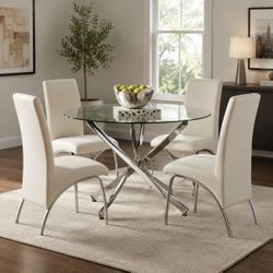 NEW ROUND DINING TABLE GLASS TOP 47x47