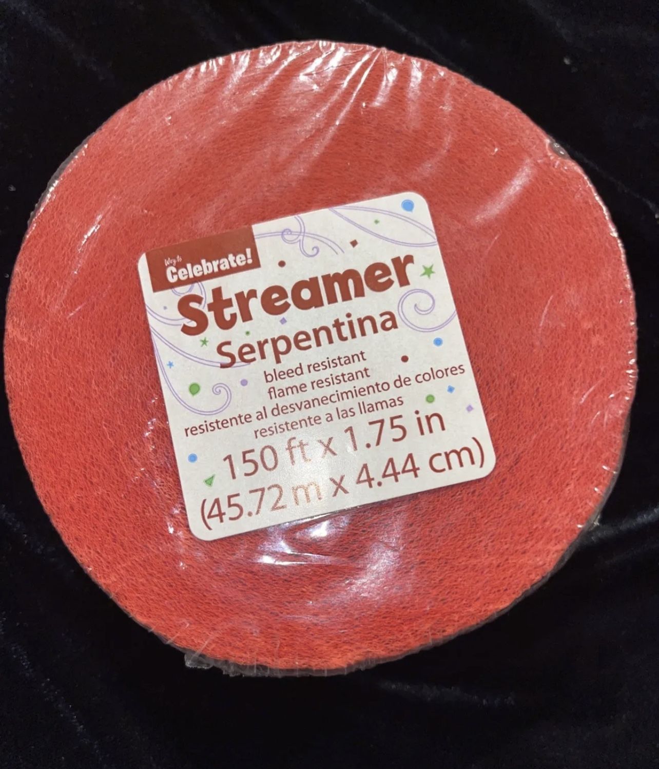 Red Crepe Streamer 150 Foot X 1.75” Roll