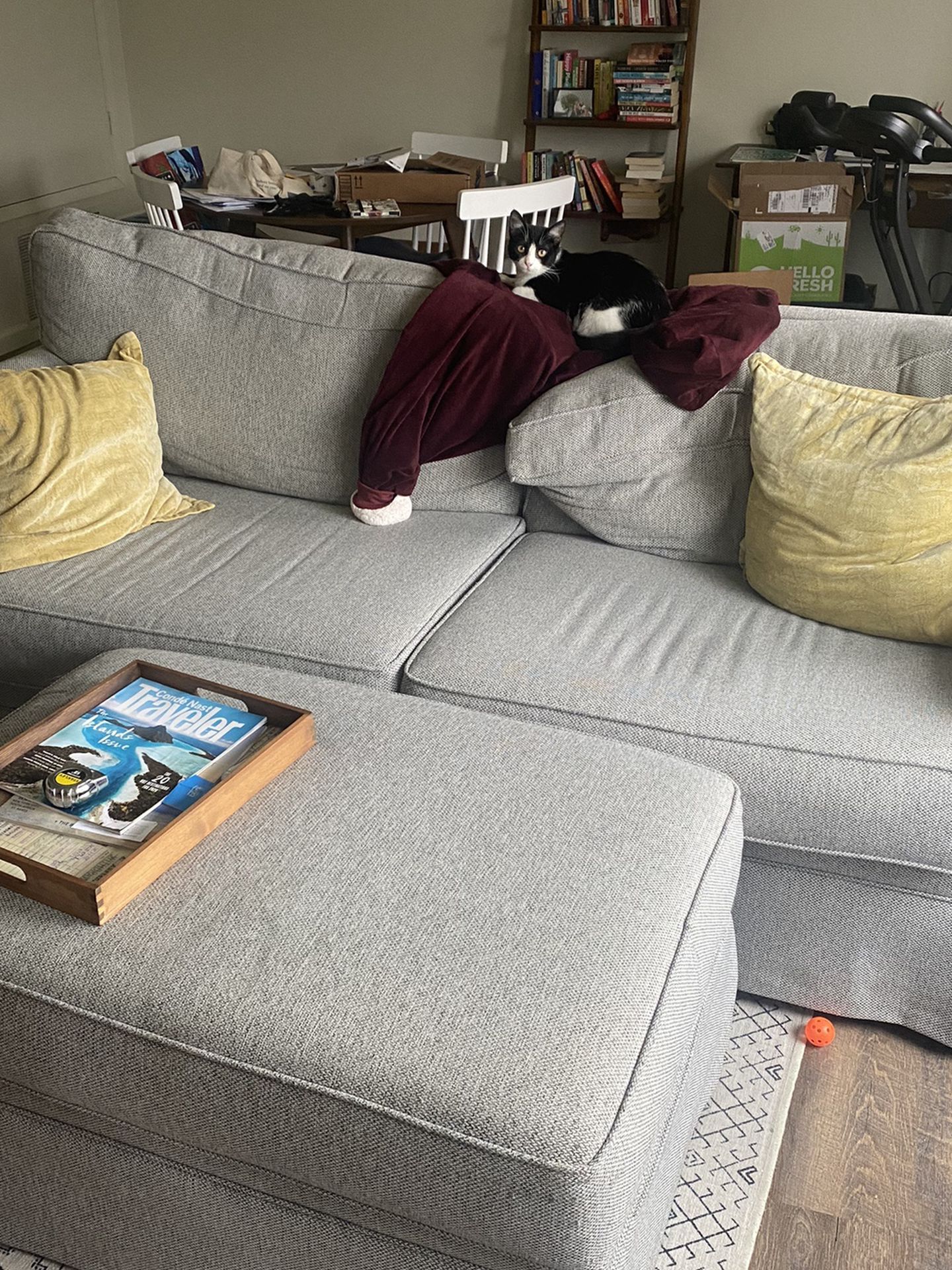Light Grey Sofa With Ottoman Storage