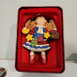 Grandeur Noel Holiday Ornament Vintage Toy Doll With Tin Box

