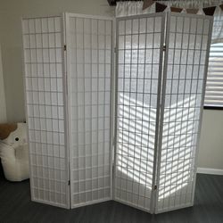 White Foldable 4 Panel  Room Dividers 