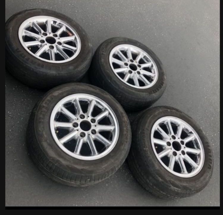 4 —— 195/65r15 5x120 5x4.72 Stock Bmw E30 Chrome Wheels Rims Tires !!!!