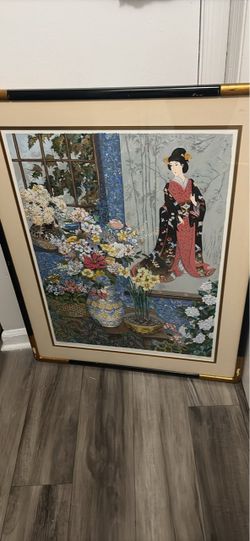 John Powell floral geisha, still life signed