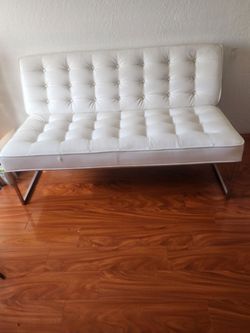Leather White Love Seat & White Shelf Partion