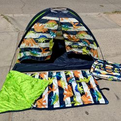 Kids 2-in-1 Camping Set (Sleeping Bag + Tent + duffle bag Dinosaur 