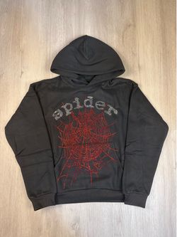 Red rhinstones spider hoodie