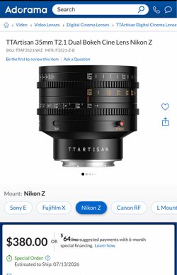 TTArtisan 35mm T2.1 Dual Bokeh Cine Lens