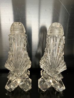 Vintage art nouveau crystal salt and pepper shakers