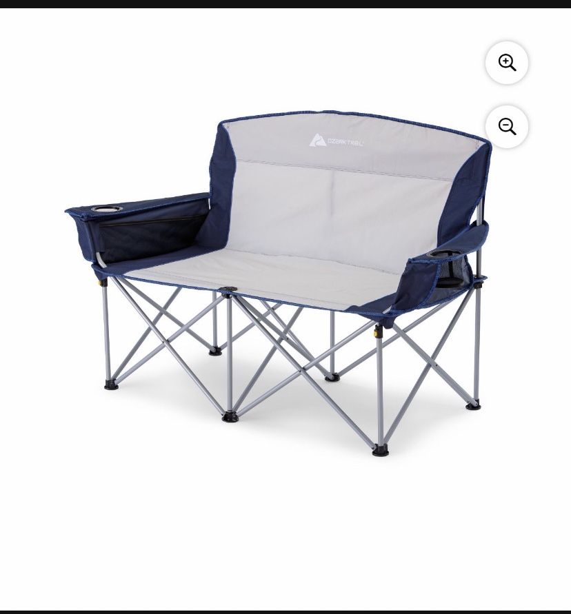 Ozark Trail Loveseat Camping Chair, Blue and Gray, Adult