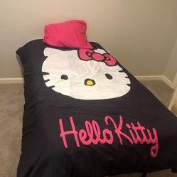Twin Size HELLO KITTY Duvet And Pillow Cover With Hot Pink Bedding