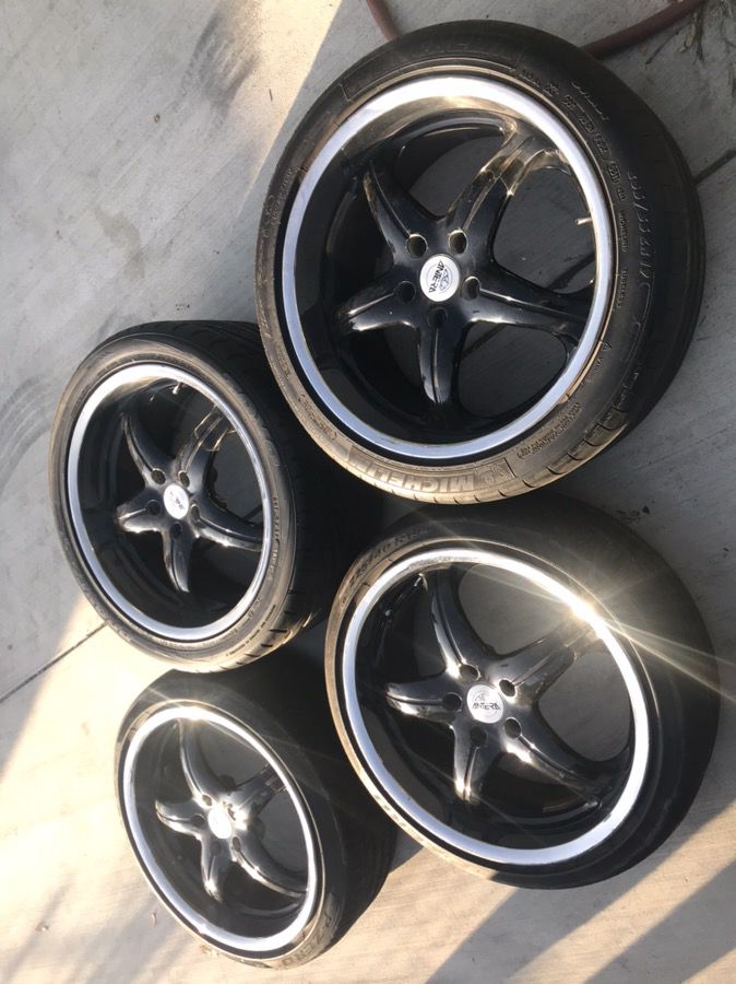 Rims for sale. Tires are just bonus. 225 in the front and 245 in the back staggered