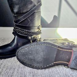 True Religion Black Biker Boots 