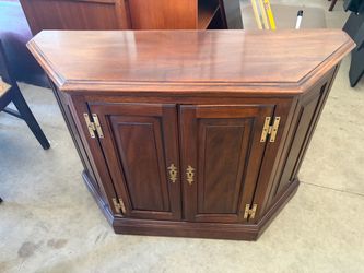 Wood Corner Cabinet with Brass Hardware