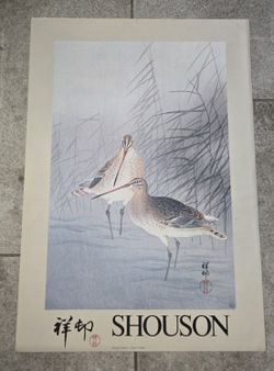 Ohara Koson Shouson Art Print Poster Vtg 18x26" Asian Birds Japanese
